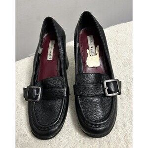 Tommy Girl Womens Y2K Black Leather Chunky Heels Shoes Size 6.5